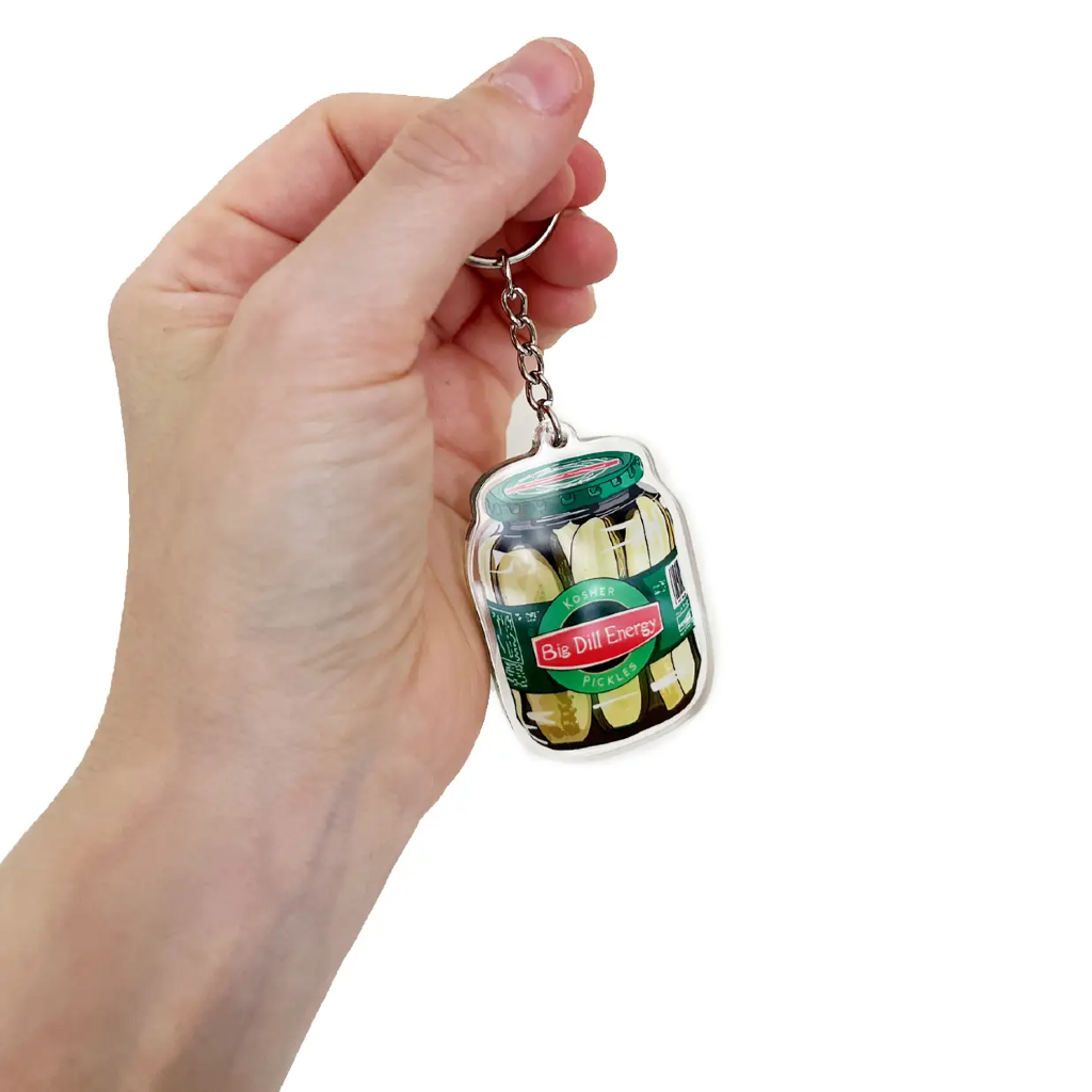 Dill Pickle Jar Keychain Drawn Goods Apparel & Accessories - Keychains