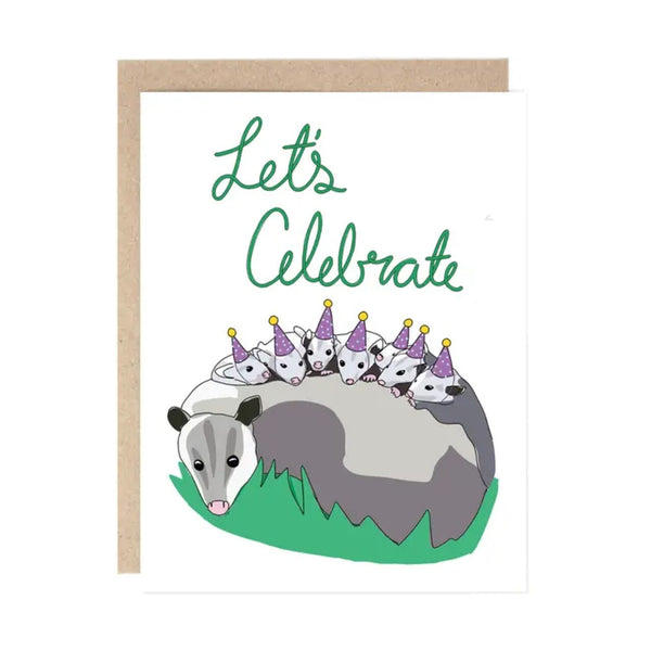 Opossum Party Birthday Card Drawn Goods Cards - Birthday