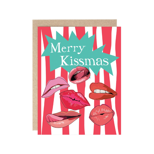 Merry Kissmas Chrsitmas Card Drawn Goods Cards - Holiday - Christmas