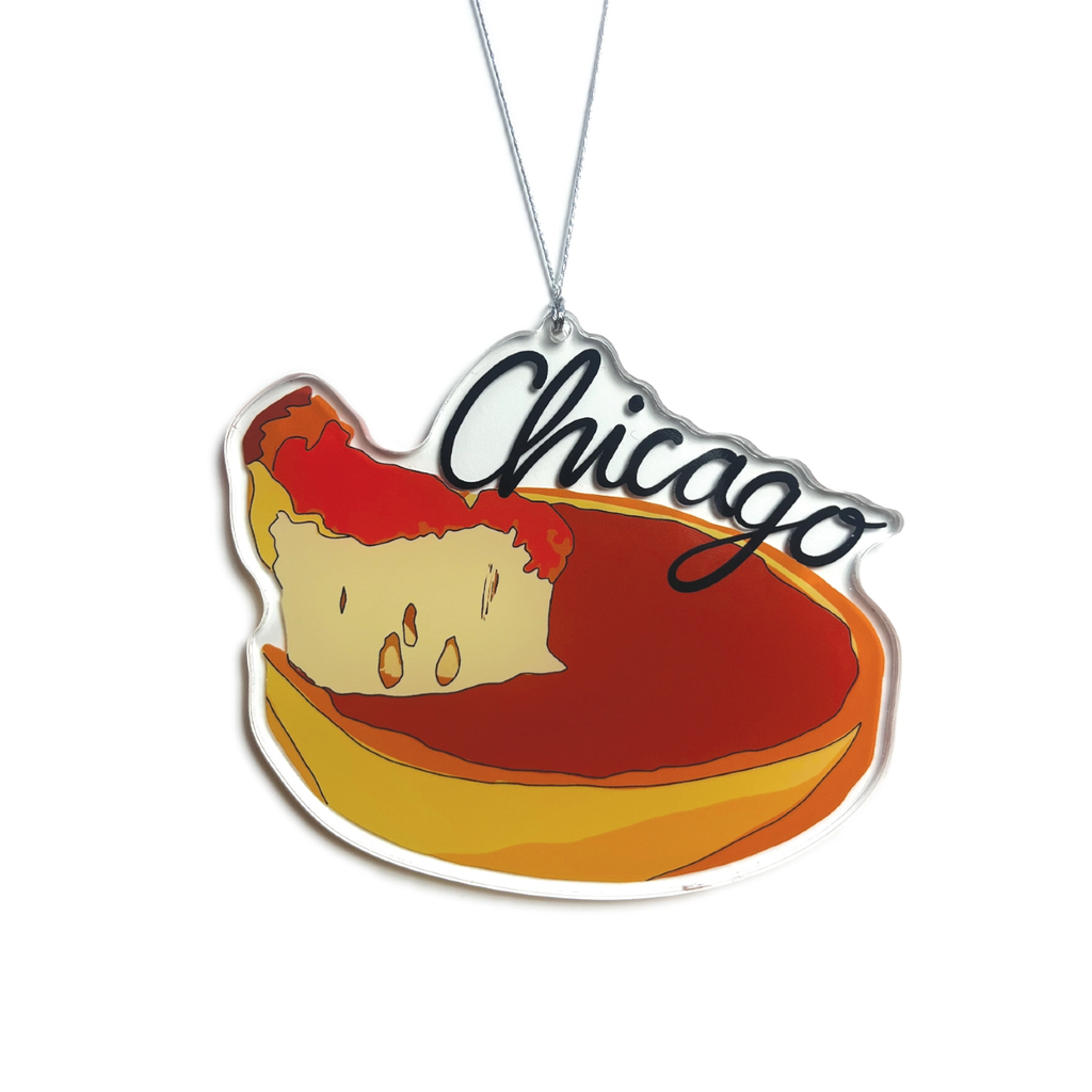 Chicago Deep Dish Pizza Ornament Drawn Goods Holiday - Ornaments