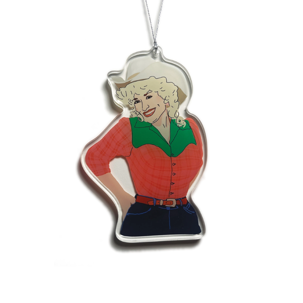 Dolly Parton Red And Green Ornament Drawn Goods Holiday - Ornaments