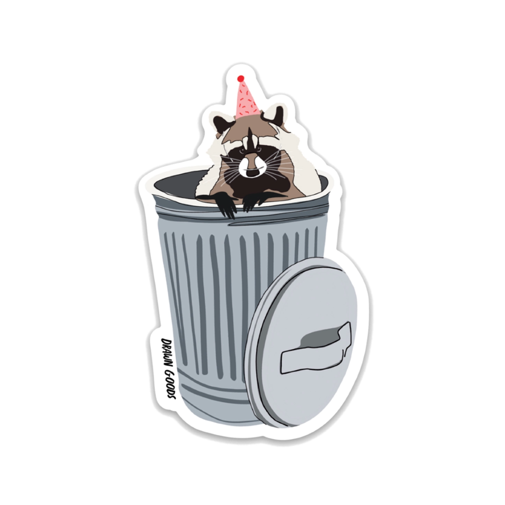 Raccoon Trash Can Sticker Drawn Goods Impulse - Decorative Stickers