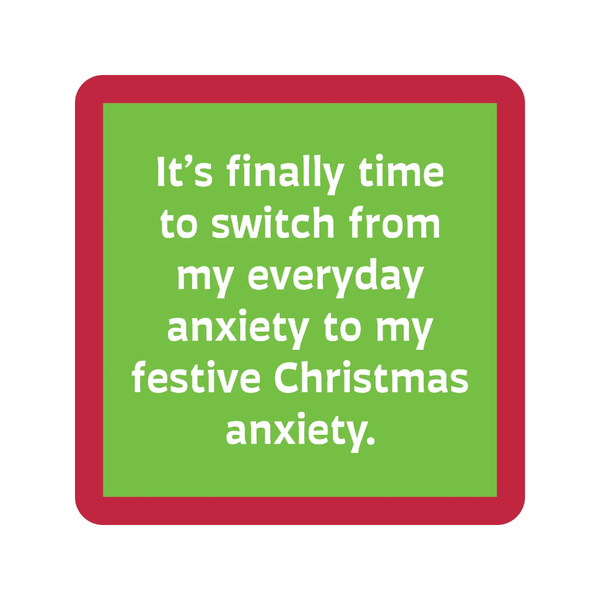 Christmas Anxiety Coaster Drinks On Me Home - Barware - Coasters