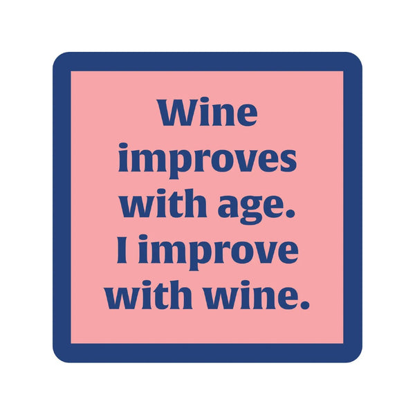 Wine Improves Coaster Drinks On Me Home - Barware - Coasters