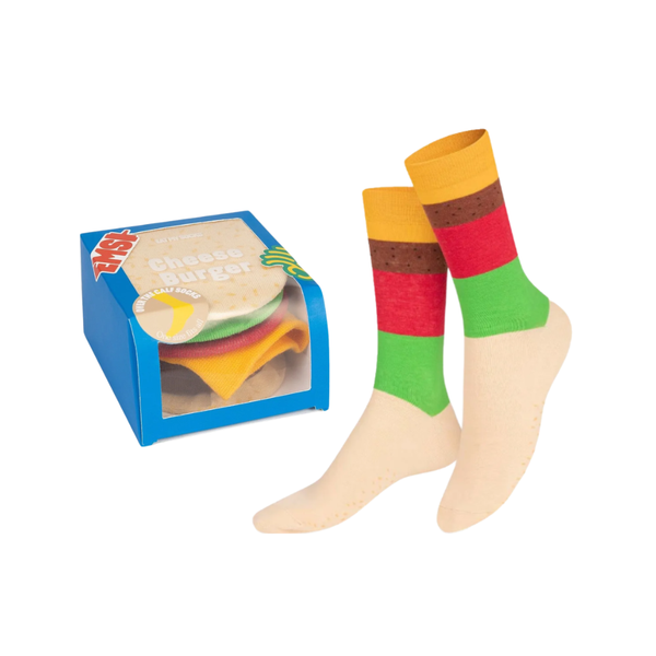 Cheeseburger Over The Calf Socks - Unisex Eat My Socks Apparel & Accessories - Socks - Adult - Unisex