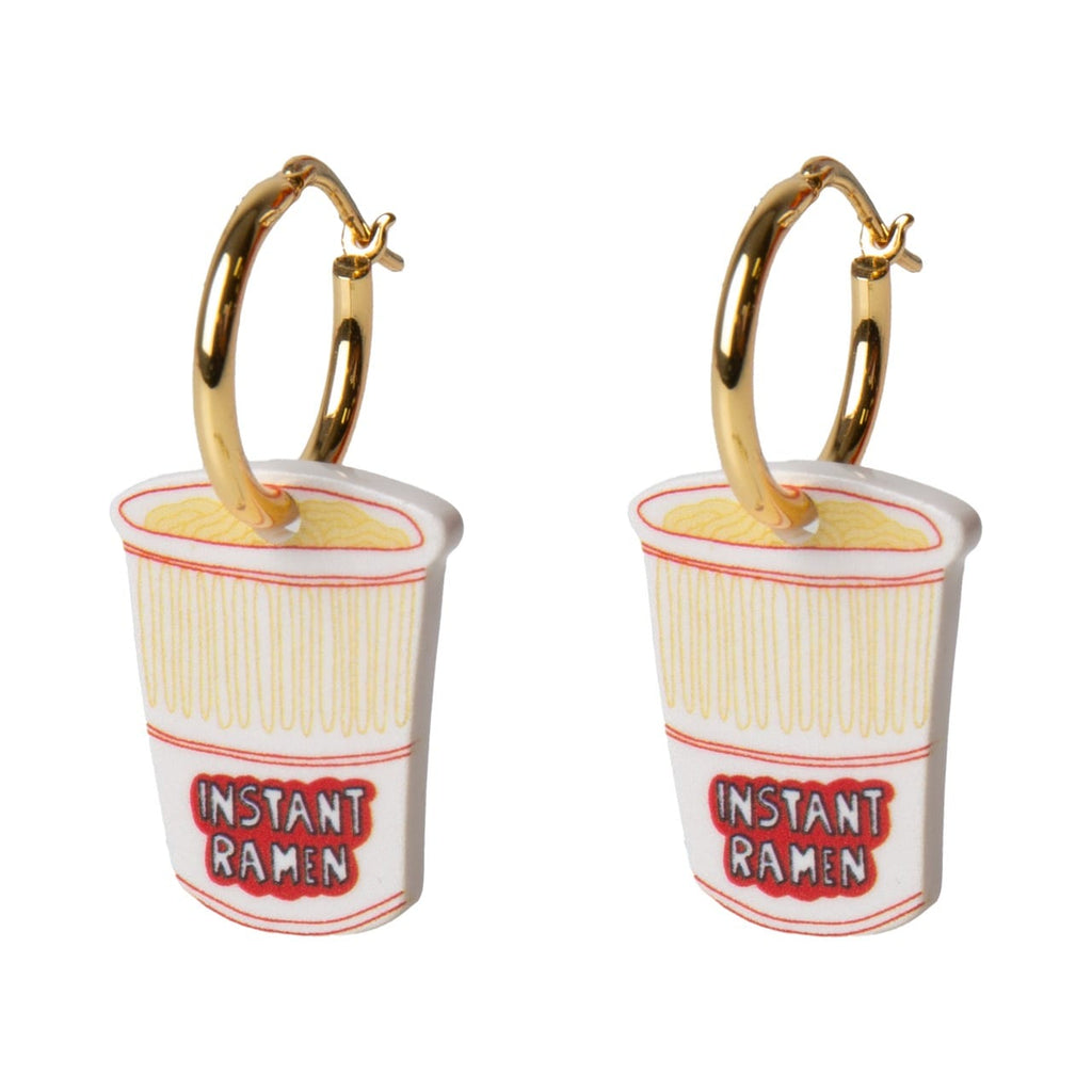Instant Ramen Hoop Earrings Eat My Socks Jewelry - Earrings