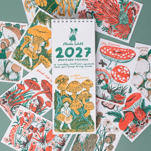 2027 Gnomes & Mushrooms Postcard Wall Calendar Egg Press Books - Calendars, Organizers & Planners