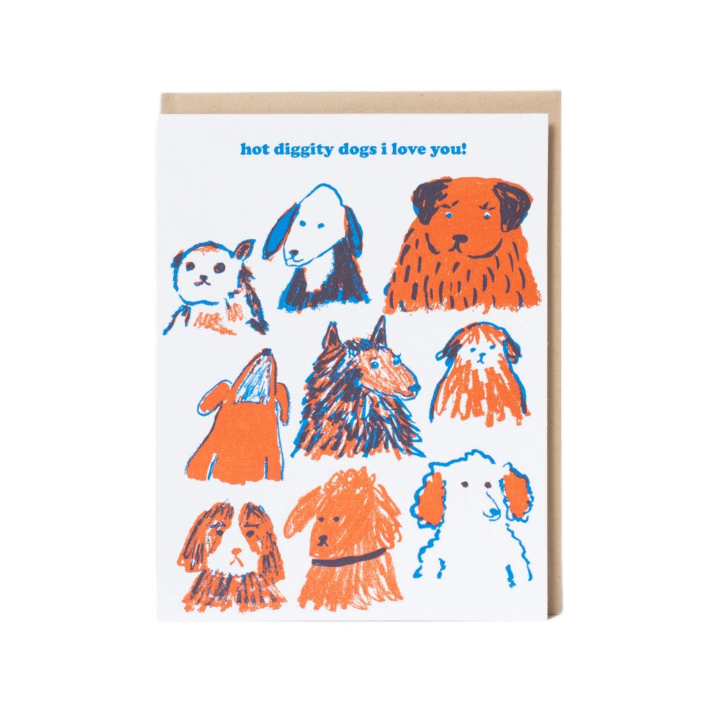 Love You Hot Diggedy Dogs Love Card Egg Press Cards - Love