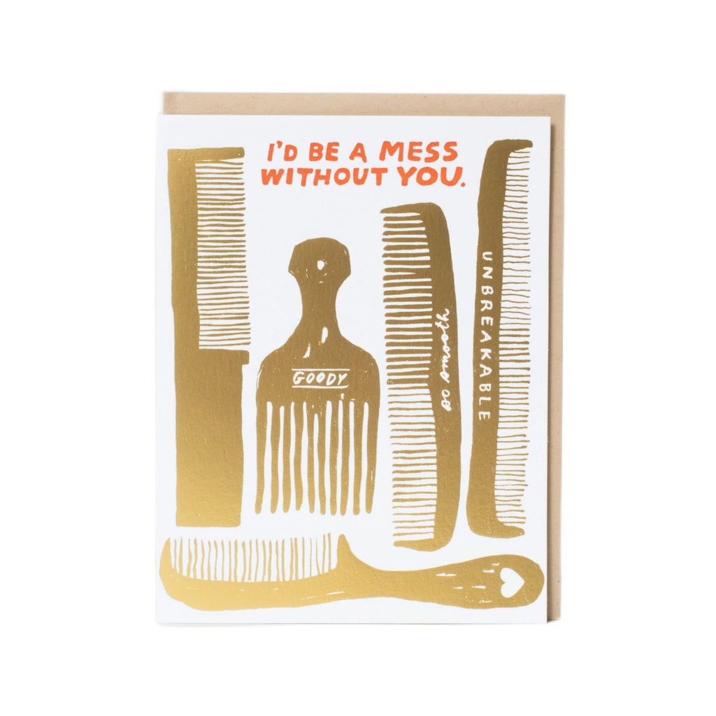 Mess Without You Gold Combs Love Card Egg Press Cards - Love