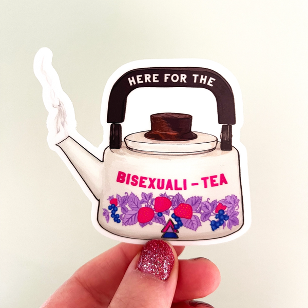 Here For The Bisexualitea Sticker Fabulously Feminist Impulse - Decorative Stickers