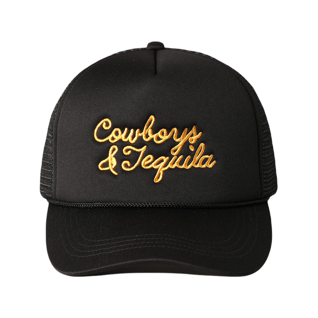 Black Cowboys And Tequila Trucker Hat - Adult Fashion City Apparel & Accessories - Summer - Adult - Hats