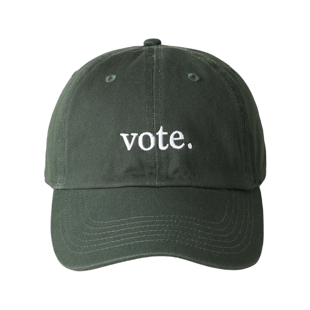 Dark Green Vote Baseball Embroidered Hat - Adult Fashion City Apparel & Accessories - Summer - Adult - Hats