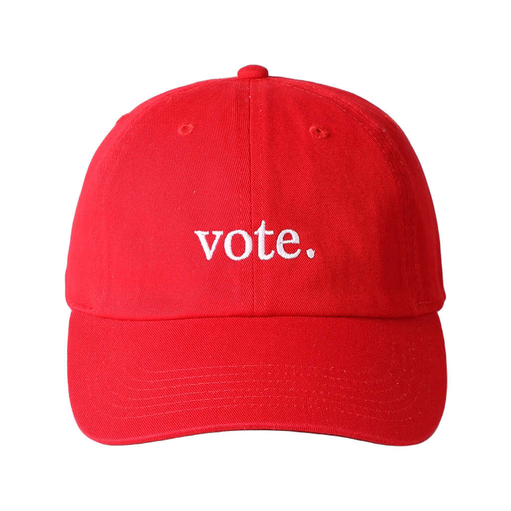 Red Vote Baseball Embroidered Hat - Adult Fashion City Apparel & Accessories - Summer - Adult - Hats