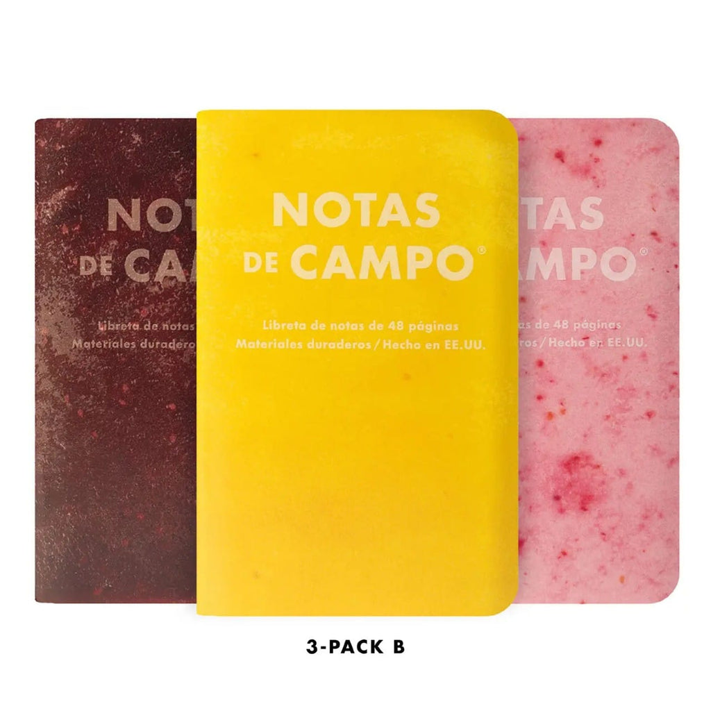 Pack B: Yellow - Garnet - Pink Field Notes Paletas - 3 Packs Field Notes Books - Blank Notebooks & Journals