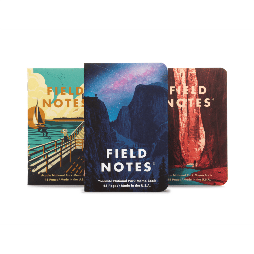 Series A - Yosemite Acadia Zion 3-Pack Field Notes - National Park Series - Summer 2019 Quarterly Edition Field Notes Brand Books - Blank Notebooks & Journals