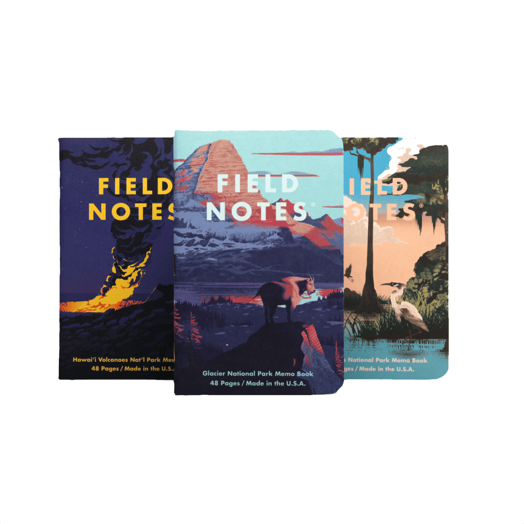 Series F Glacier Hawaii Volcanoes Everglades 3-Pack Field Notes - National Park Series - Summer 2019 Quarterly Edition Field Notes Brand Books - Blank Notebooks & Journals