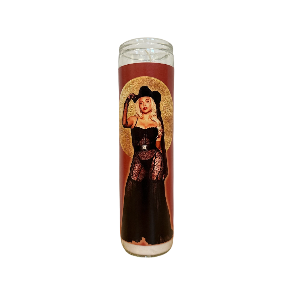 Beyonce Cowboy Terracotta Lace Prayer Candle Flaming Feminist Home - Candles