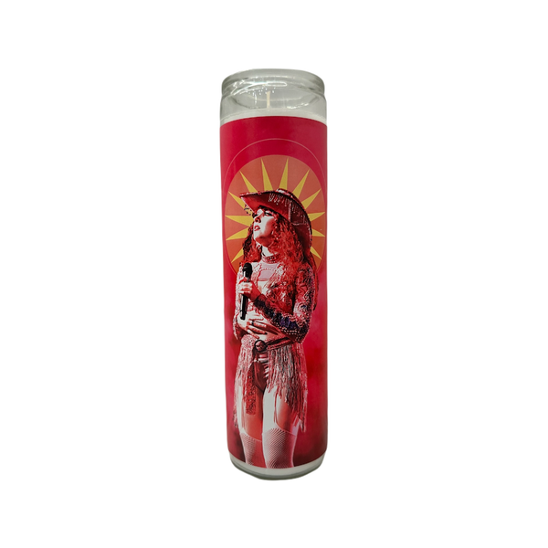 Chappell Roan Pink Pony Club Prayer Candle Flaming Feminist Home - Candles