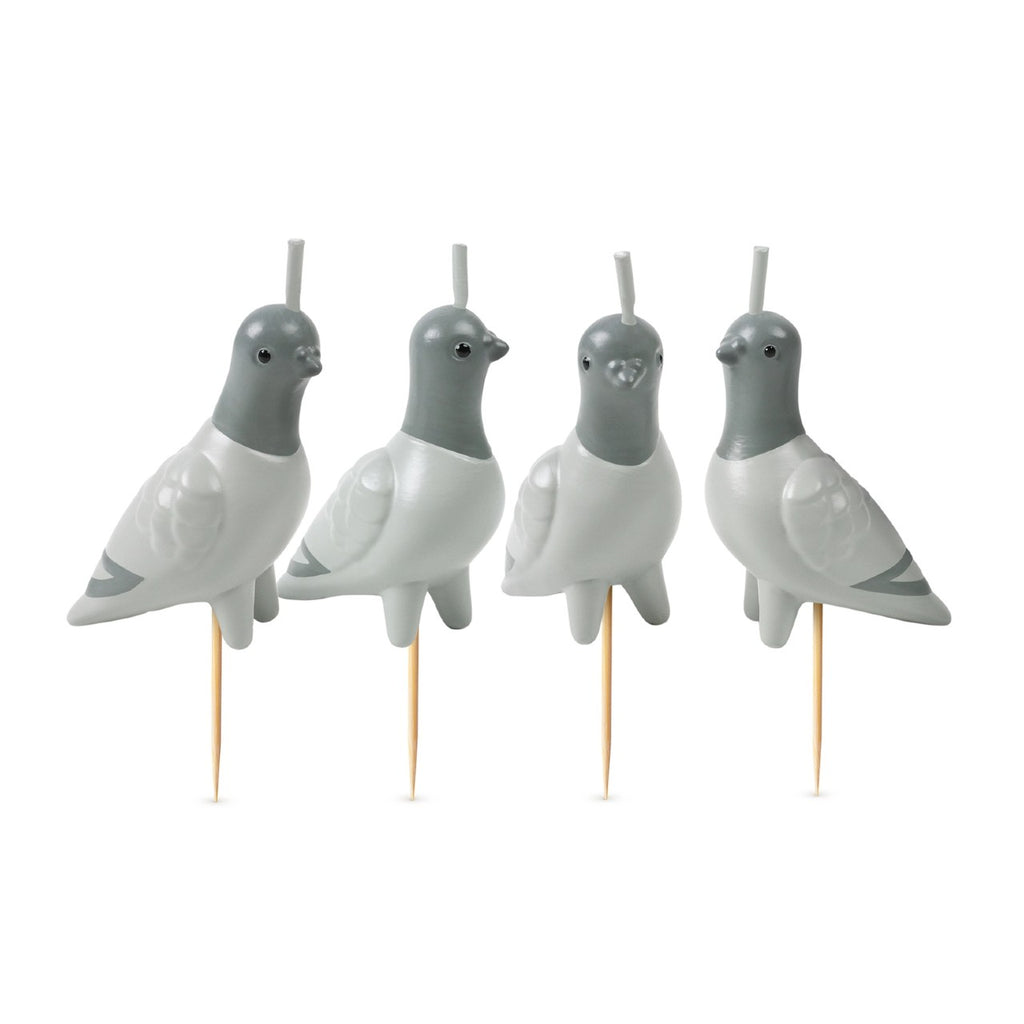 Flock Party Pigeon Candles - Set of 4 Fred & Friends Home - Candles - Sparklers & Birthday Candles