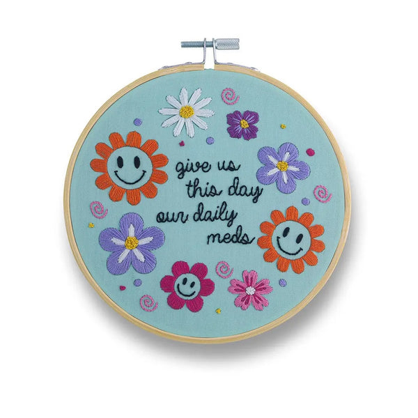 Give Us This Day Our Daily Meds Embroidery Kit Funatic Toys & Games - Crafts & Hobbies - Needlecraft Kits