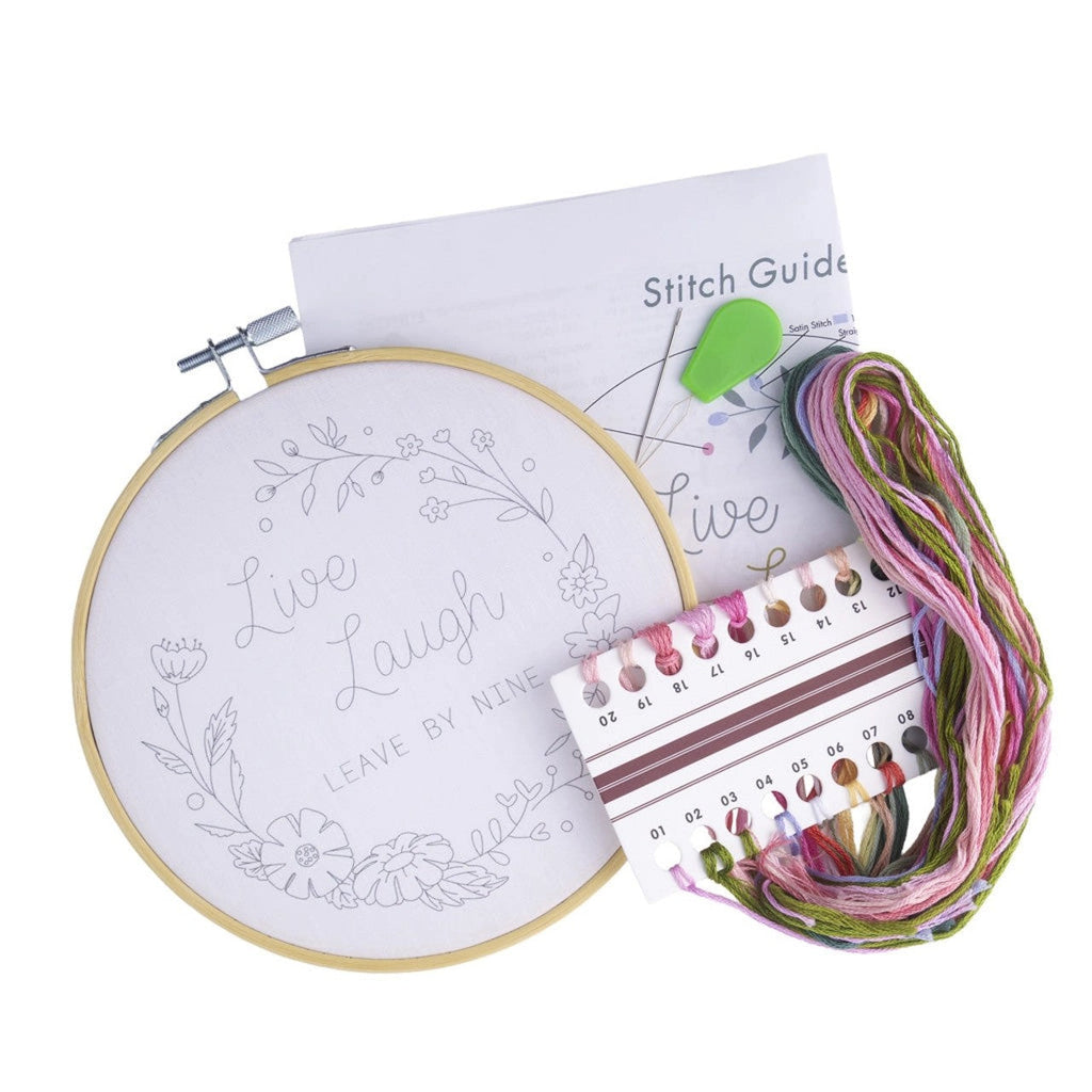 Live Laugh Leave By Nine Embroidery Kit Funatic Toys & Games - Crafts & Hobbies - Needlecraft Kits