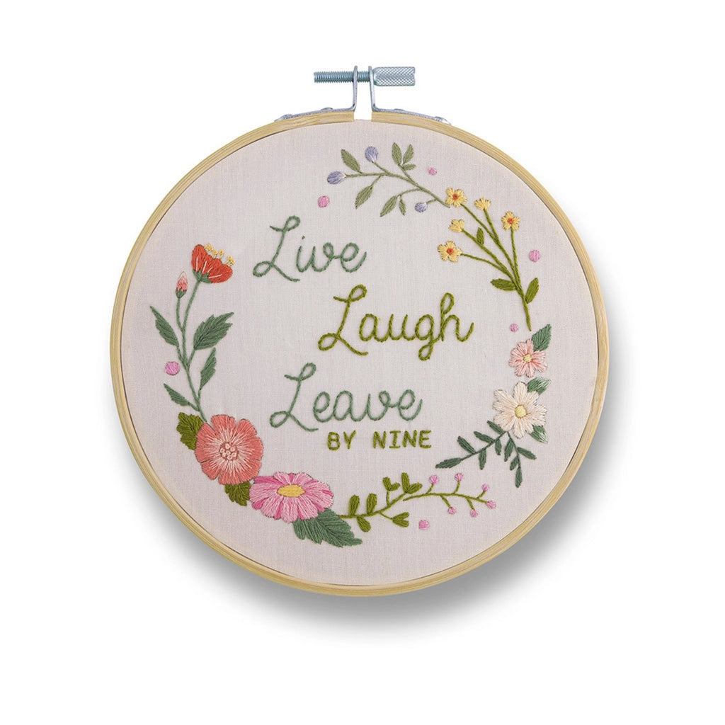 Live Laugh Leave By Nine Embroidery Kit Funatic Toys & Games - Crafts & Hobbies - Needlecraft Kits