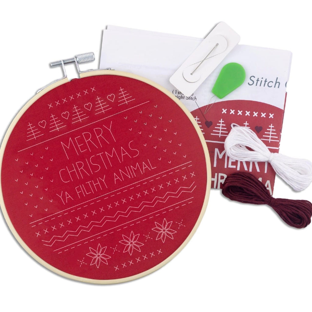 Merry Christmas Ya Filthy Animal Embroidery Kit Funatic Toys & Games - Crafts & Hobbies - Needlecraft Kits