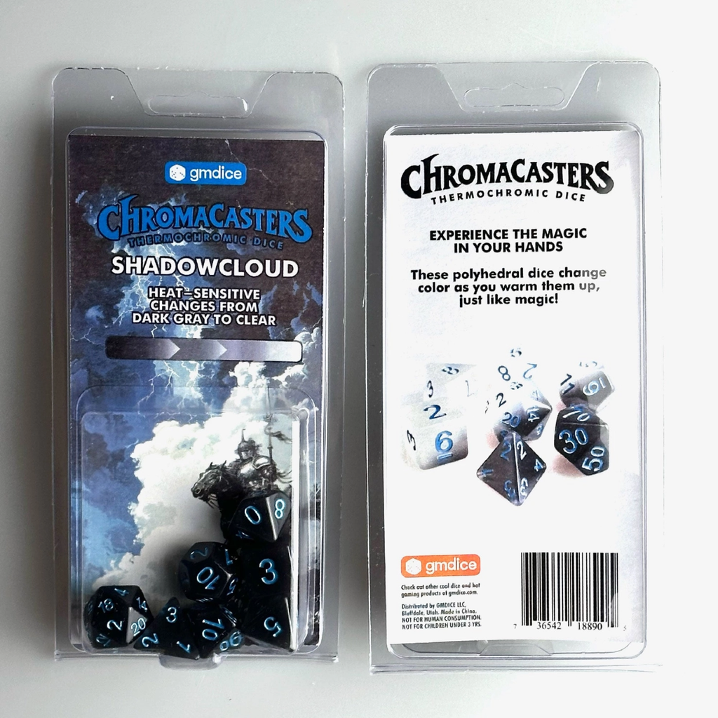 Chromacasters Thermochromatic Dice Set - Shadowcloud (Dark Gray To Clear) Game Master Dice Toys & Games - Puzzles & Games - Games