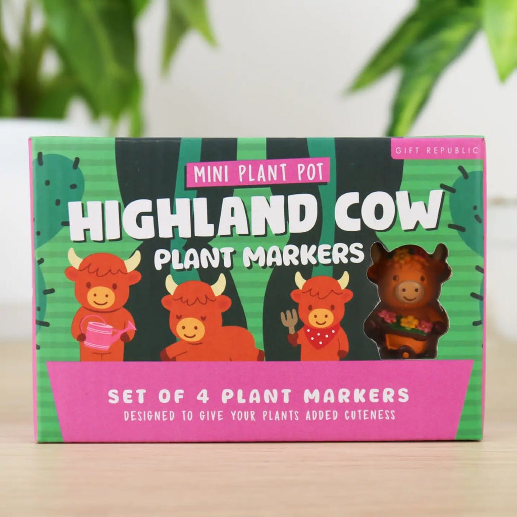 Highland Cow Plant Markers Set Gift Republic Home - Garden