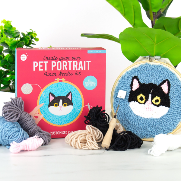 Pet Portraits Punch Needle Kit - Cat Gift Republic Toys & Games - Crafts & Hobbies - Needlecraft Kits