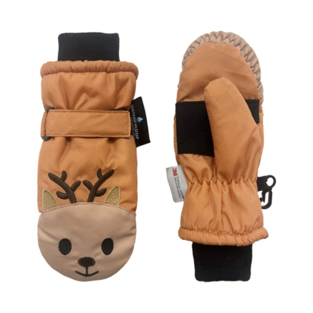 Orange Deer Faces Ski Mittens - Toddler Grand Sierra Apparel & Accessories - Winter - Baby & Toddler