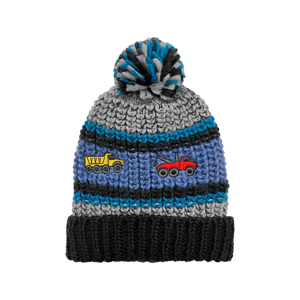 Blue Knit Cuff Hat With Embroidered Trucks - Toddler Grand Sierra Apparel & Accessories - Winter - Kids - Hats