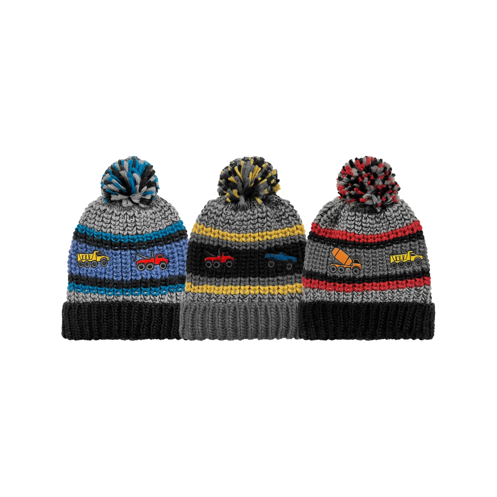 Knit Cuff Hat With Embroidered Trucks - Toddler Grand Sierra Apparel & Accessories - Winter - Kids - Hats