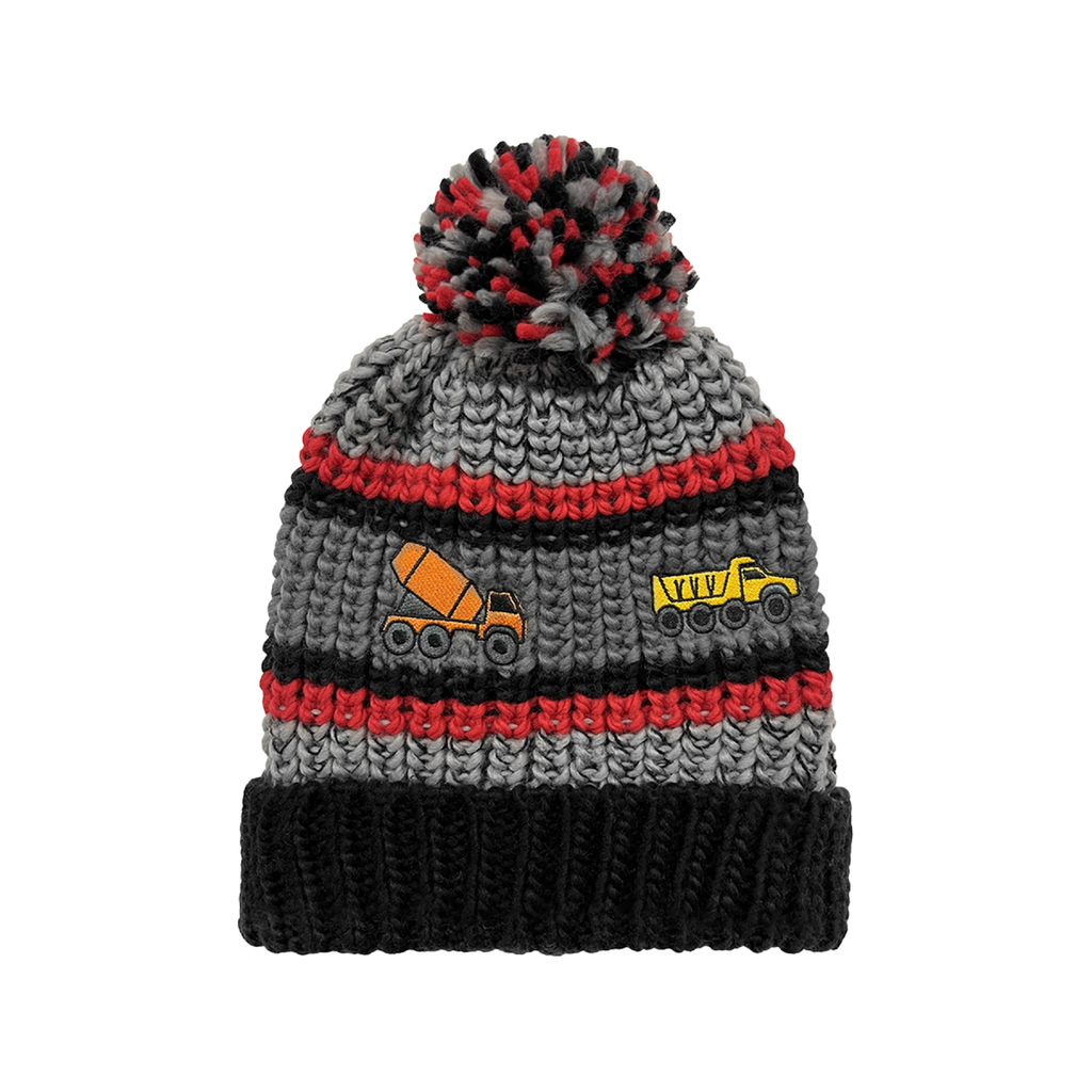 Red Knit Cuff Hat With Embroidered Trucks - Toddler Grand Sierra Apparel & Accessories - Winter - Kids - Hats