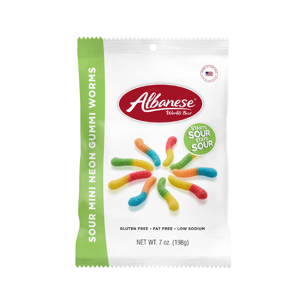 Albanese Mini Sour Gummy Worms Grandpa Joe's Candy Candy, Chocolate & Gum