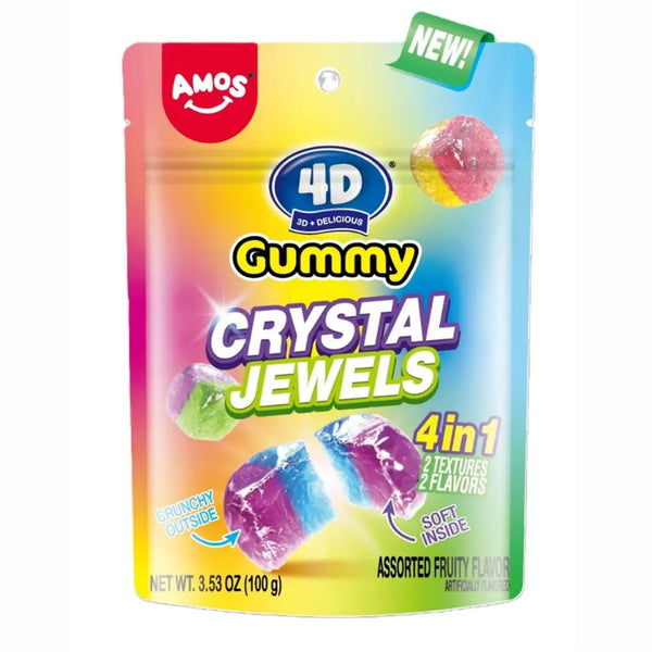 Amos 4D Gummy Crystal Jewels Crunchy Outside Candy Grandpa Joe's Candy Candy, Chocolate & Gum