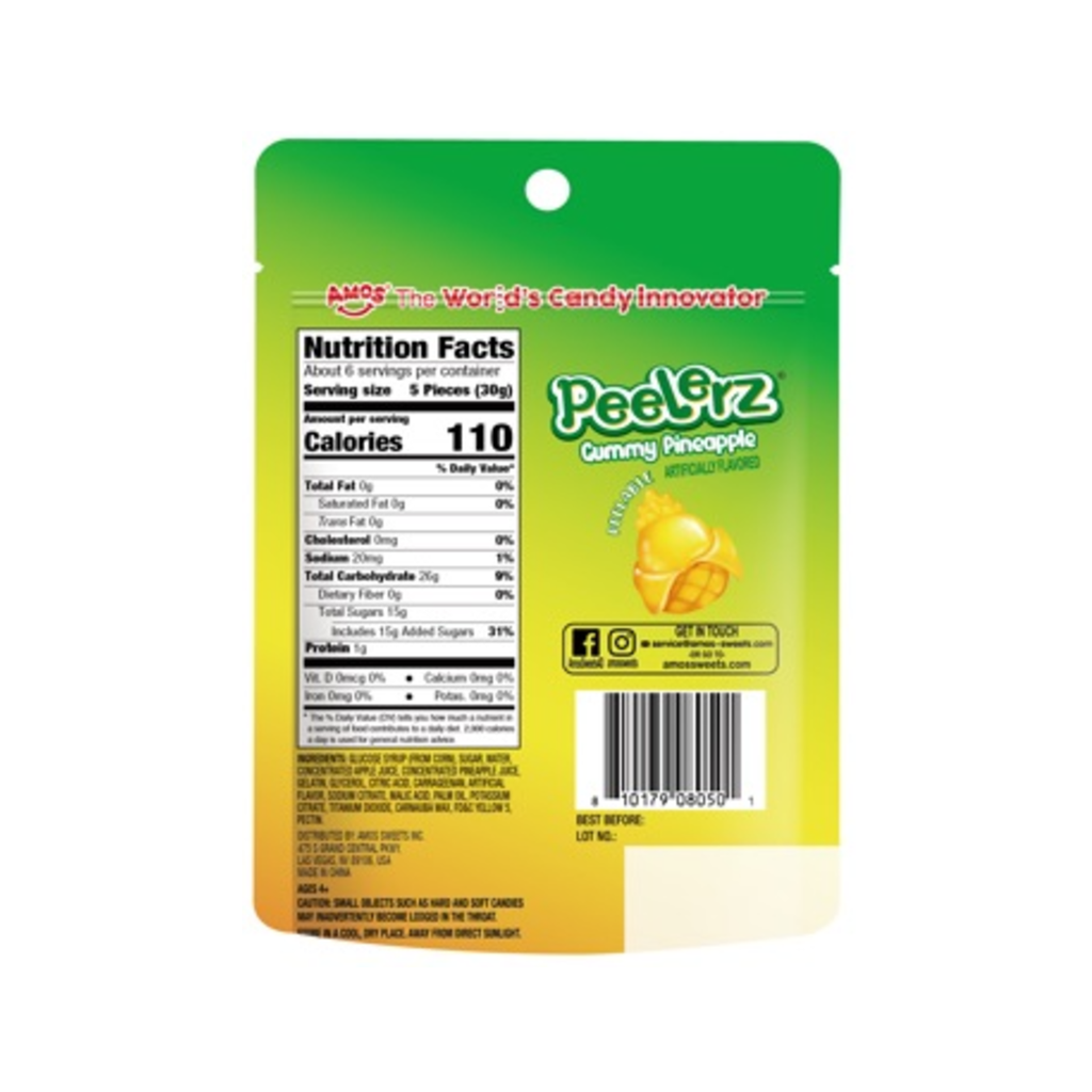 Amos Gummy Peelerz Pineapple Candy Grandpa Joe's Candy Candy, Chocolate & Gum
