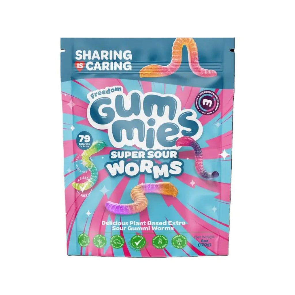 Freedom Plant Based Gummies Super Sour Worms Candy Grandpa Joe's Candy Candy, Chocolate & Gum