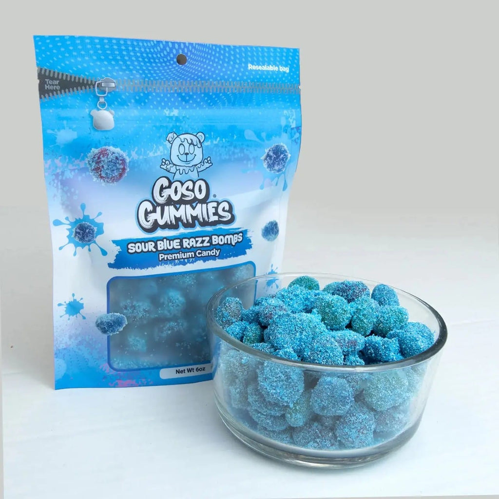Goso Gummies Sour Blue Razz Bombs Candy Grandpa Joe's Candy Candy, Chocolate & Gum