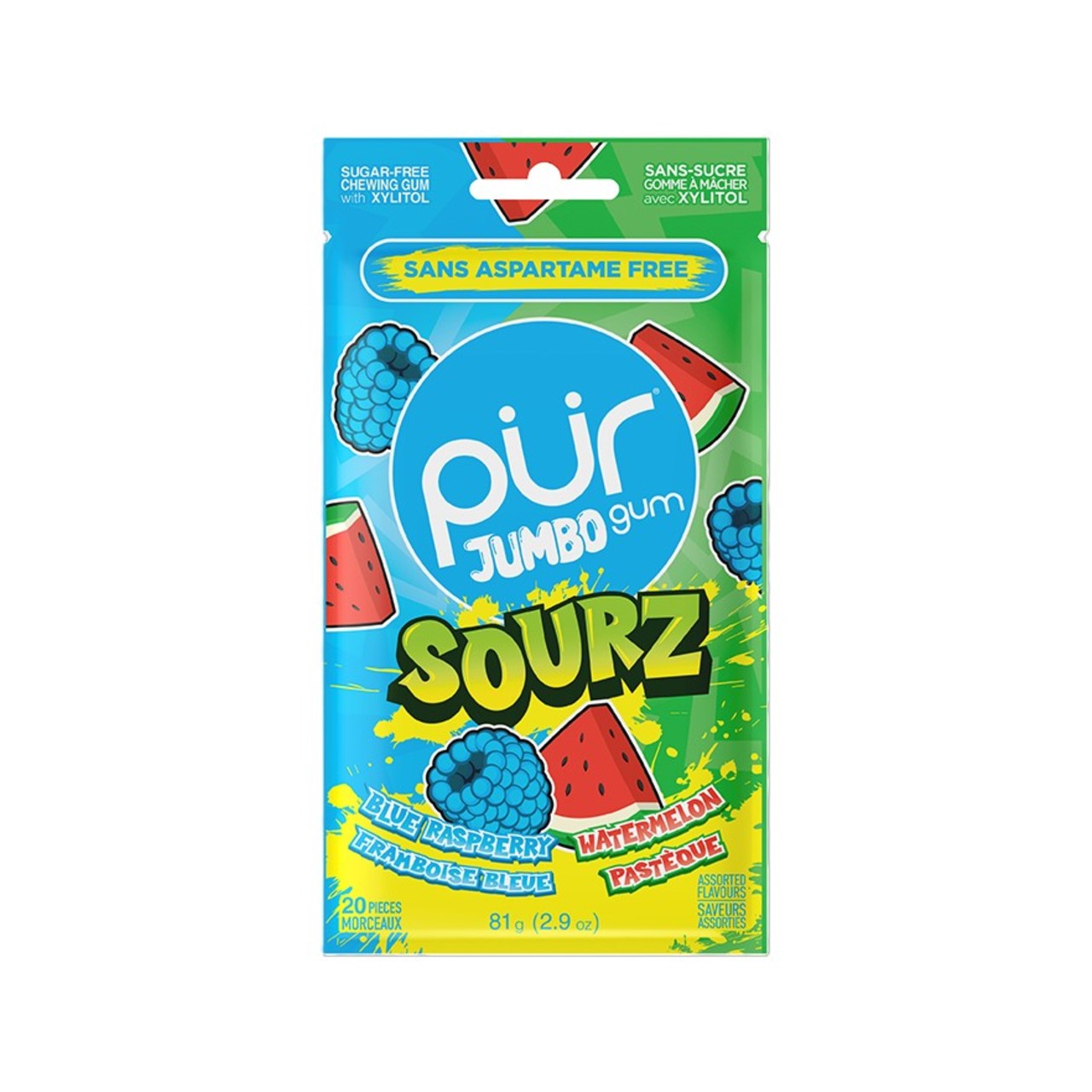 Jumbo Sourz Blue Razz Watermelon Pur Gum – Urban General Store
