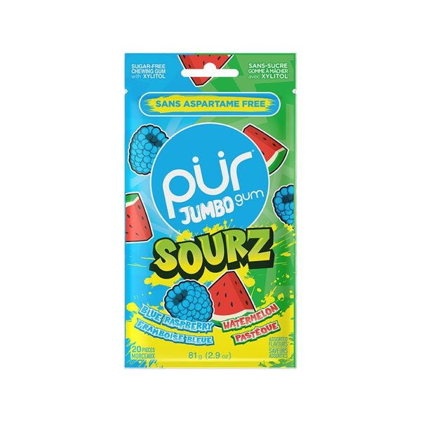Jumbo Sourz Blue Razz Watermelon Pur Gum Grandpa Joe's Candy Candy, Chocolate & Gum