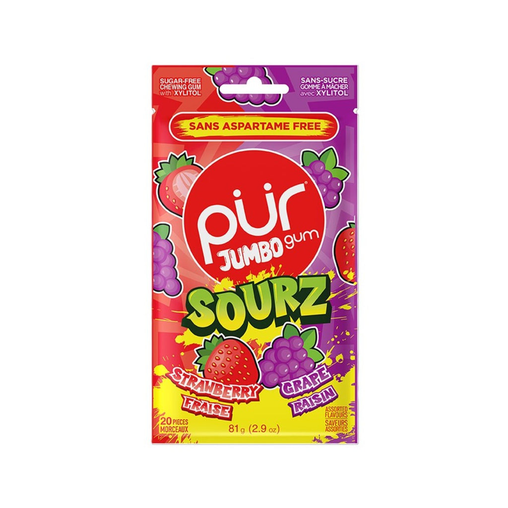 Jumbo Sourz Strawberry Grape Pur Gum Grandpa Joe's Candy Candy, Chocolate & Gum