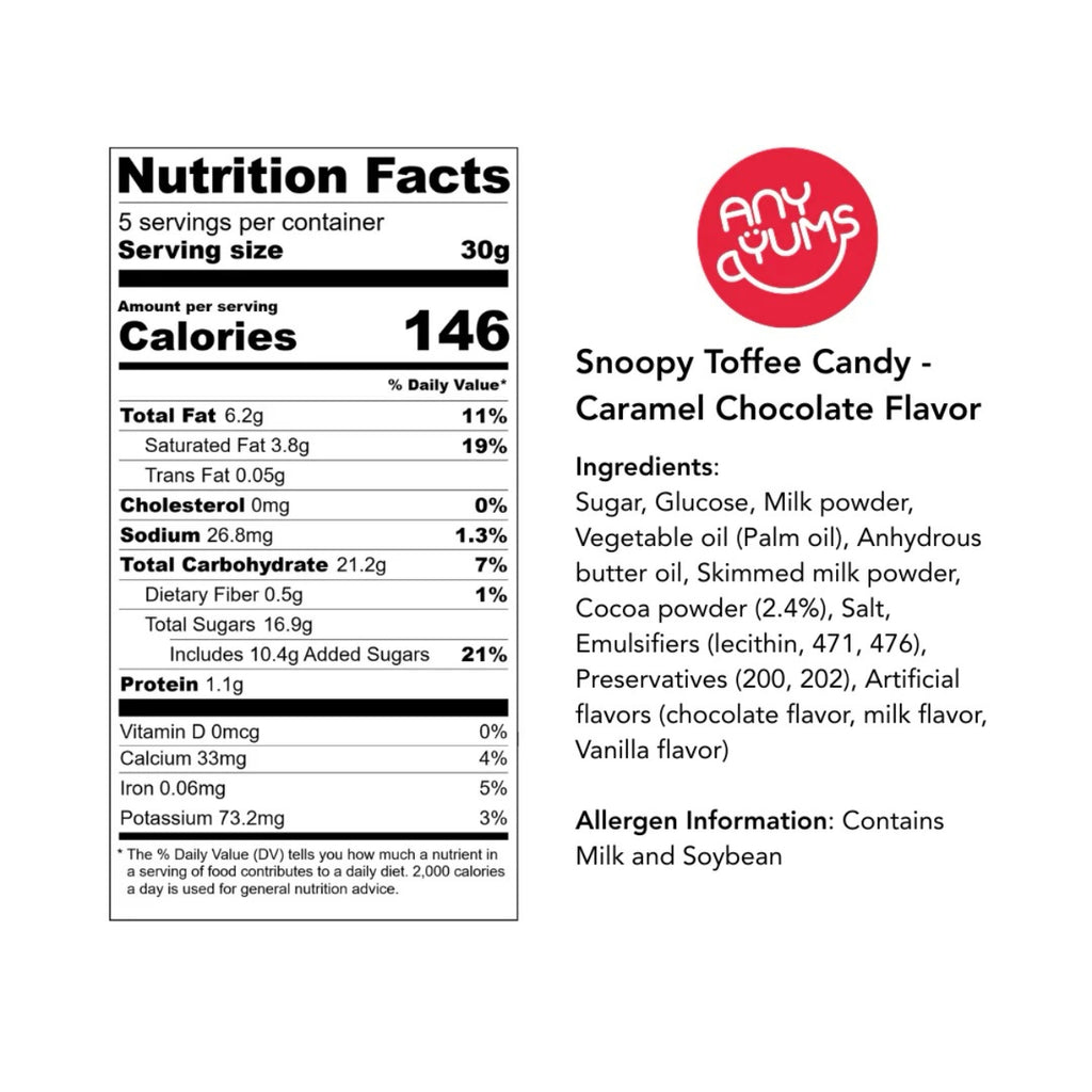 Snoopy Toffee Candy - Caramel Chocolate Flavor Grandpa Joe's Candy Candy, Chocolate & Gum