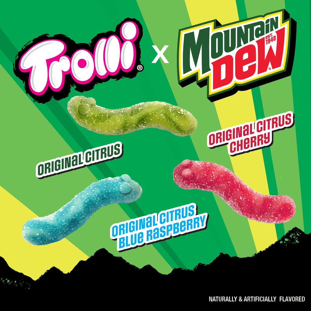 Trolli x Mountain Dew Sour Brite Crawlers Candy Grandpa Joe's Candy Candy, Chocolate & Gum