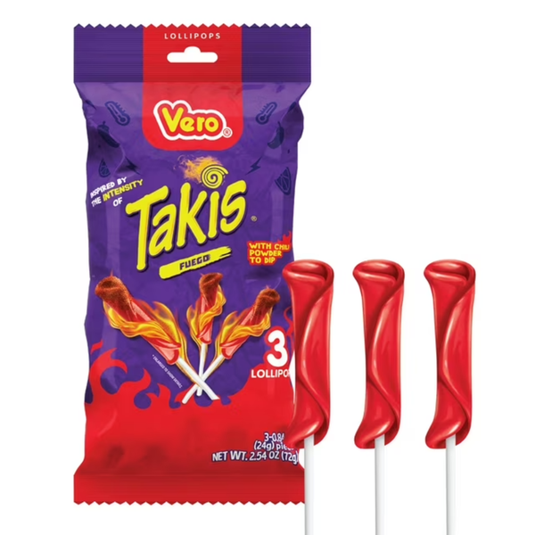 Vero Pateta Takis Lollipops - 3 Pack Grandpa Joe's Candy Candy, Chocolate & Gum