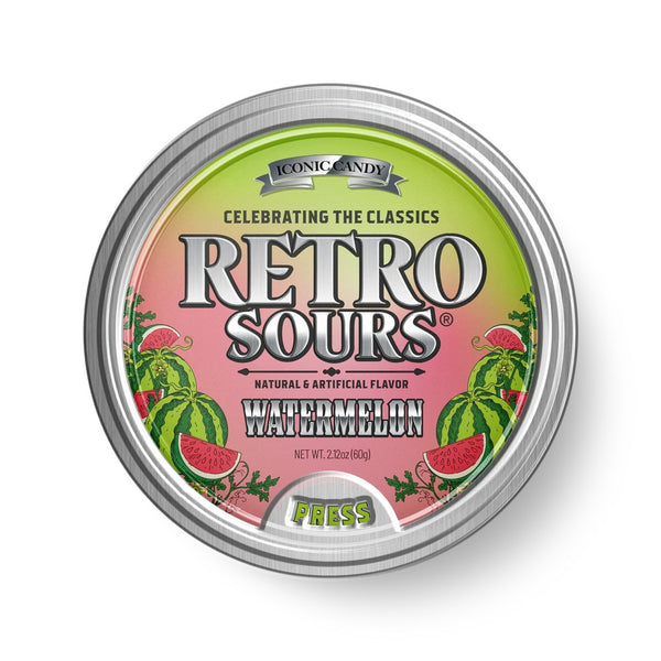 Watermelon Retro Sours Tin Candy Grandpa Joe's Candy Candy, Chocolate & Gum