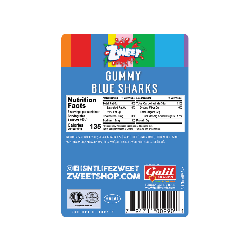 Zweet Gummy Blue Sharks Candy Urban General Store