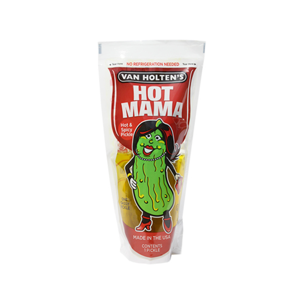 Hot Mama Hot &amp; Spicy Pickle Pouch Grandpa Joes Candy Candy, Chocolate & Gum