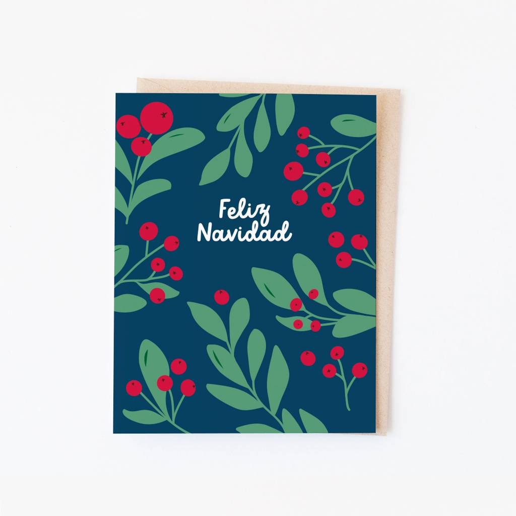 Winter Berries Spanish Feliz Navidad Christmas Card Graphic Anthology Cards - Holiday - Christmas