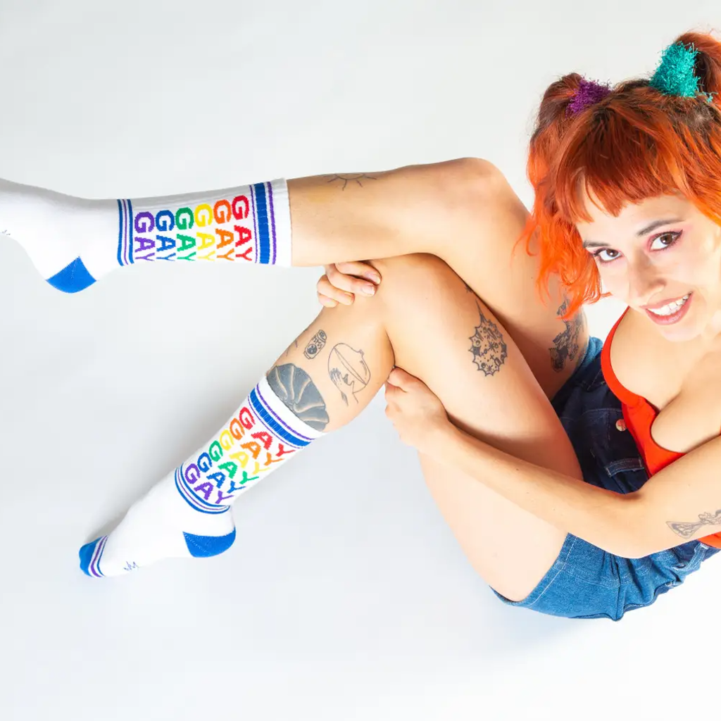 Gay Rainbow Unisex Crew Socks Gumball Poodle Apparel & Accessories - Socks - Adult - Unisex